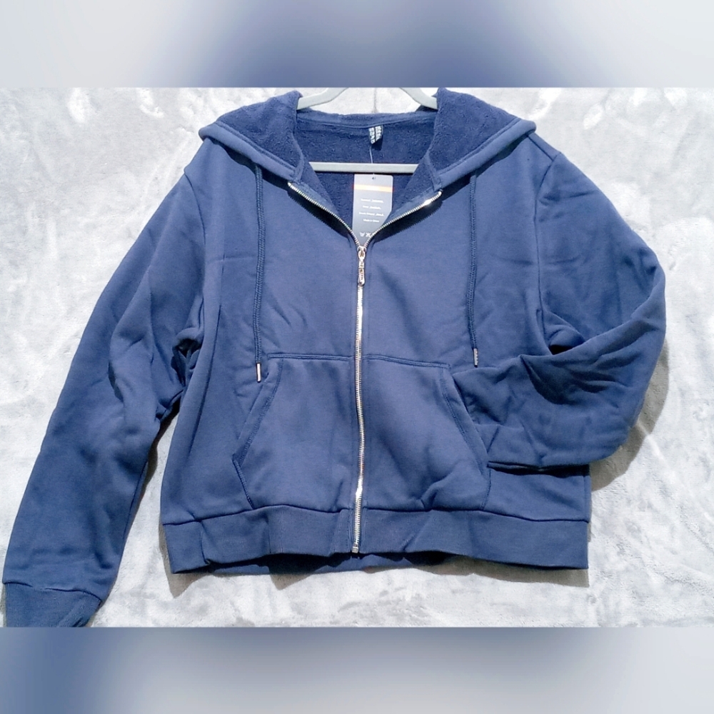 Dark Blue full length Zip-Up Hoodie